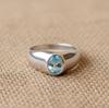 Перстень-печатка с натуральным аквамарином, 925 проба, цельное стерлинговое серебро, перстень-печатка из чистой меди, украшения ручной работы для женщин