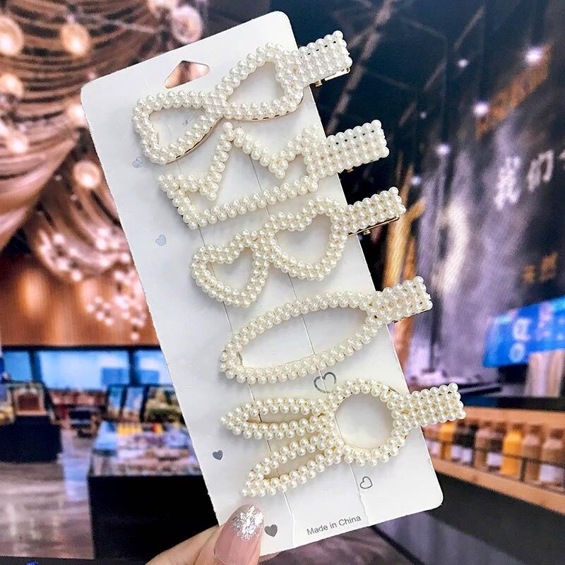 Новая корейская заколка для волос с жемчугом для женщин и девочек, заколка для волос с геометрическим рисунком, заколки с плетеным жемчугом, боковой зажим, головные уборы, модные аксессуары для волос