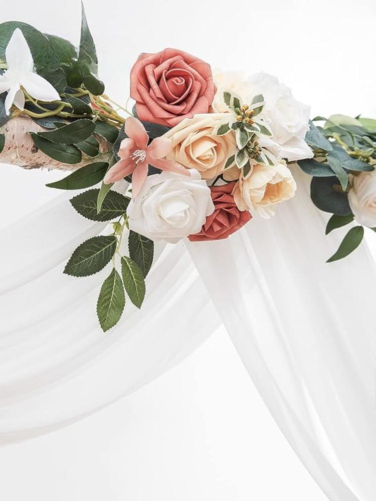 77x600cm Wedding Arch Draping Fabric Chiffon Fabric Drapes Arbor Drapery Wedding Ceremony Reception Swag Decorations