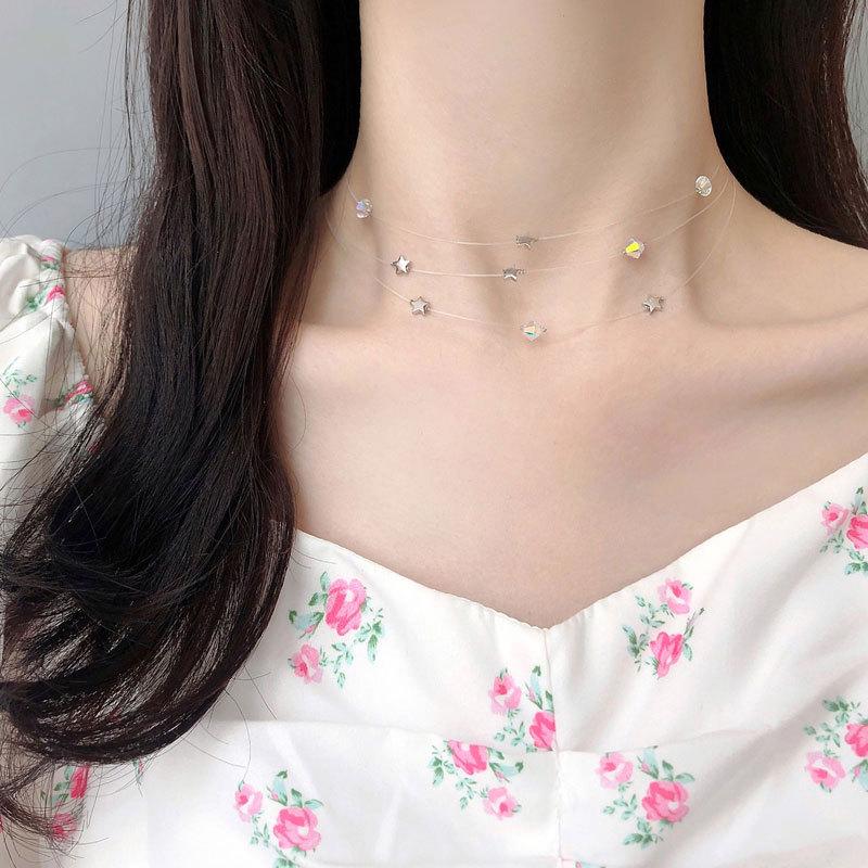 Многослойное ожерелье из лески Star для женщин, простая цепочка на шею, короткий стиль ключицы, студенческий свежий и элегантный