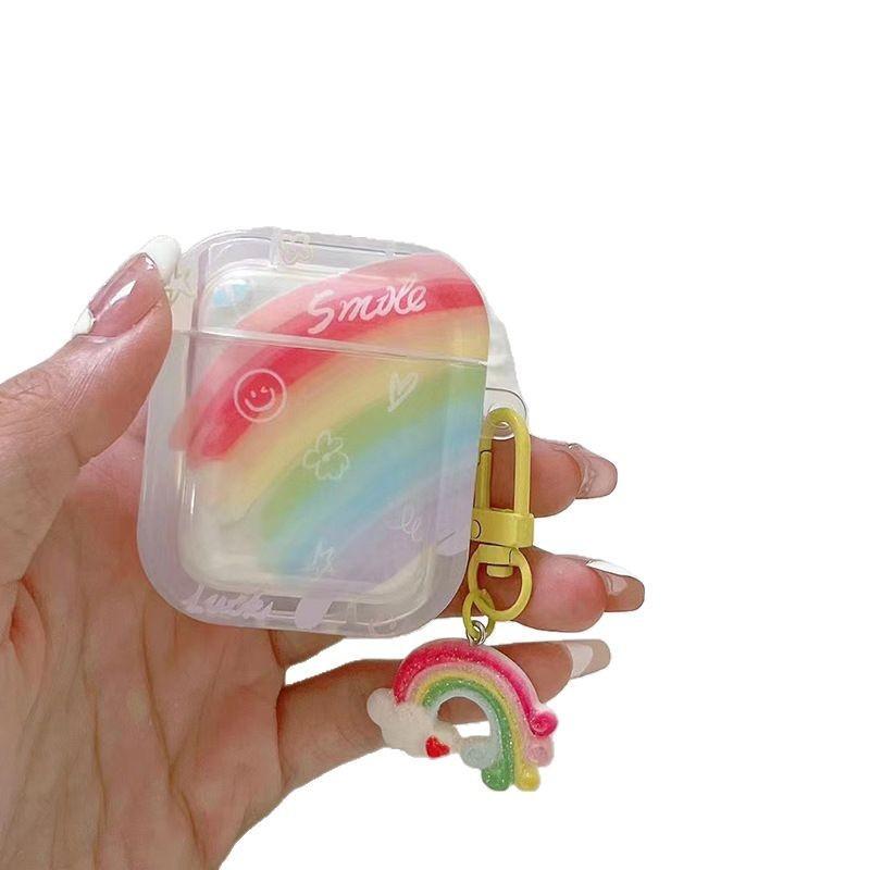 Cartoon oil painting rainbow cute for AirPods 1 /1 generation Pro1 Apple earphone case 1st generation photo frame three-dimensional