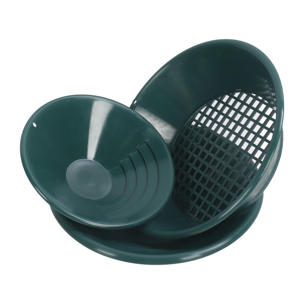 3PCS Gold Panning Pan ABS Plastic Gold Washing Pan Kit Hand Operated Round Gold Dredging