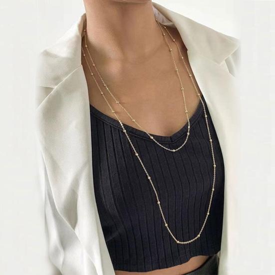 Женская цепочка для свитера, двухслойные бусины из сплава, регулируемая одежда, ювелирные изделия для свиданий, выпускного вечера, вечеринки, одежды