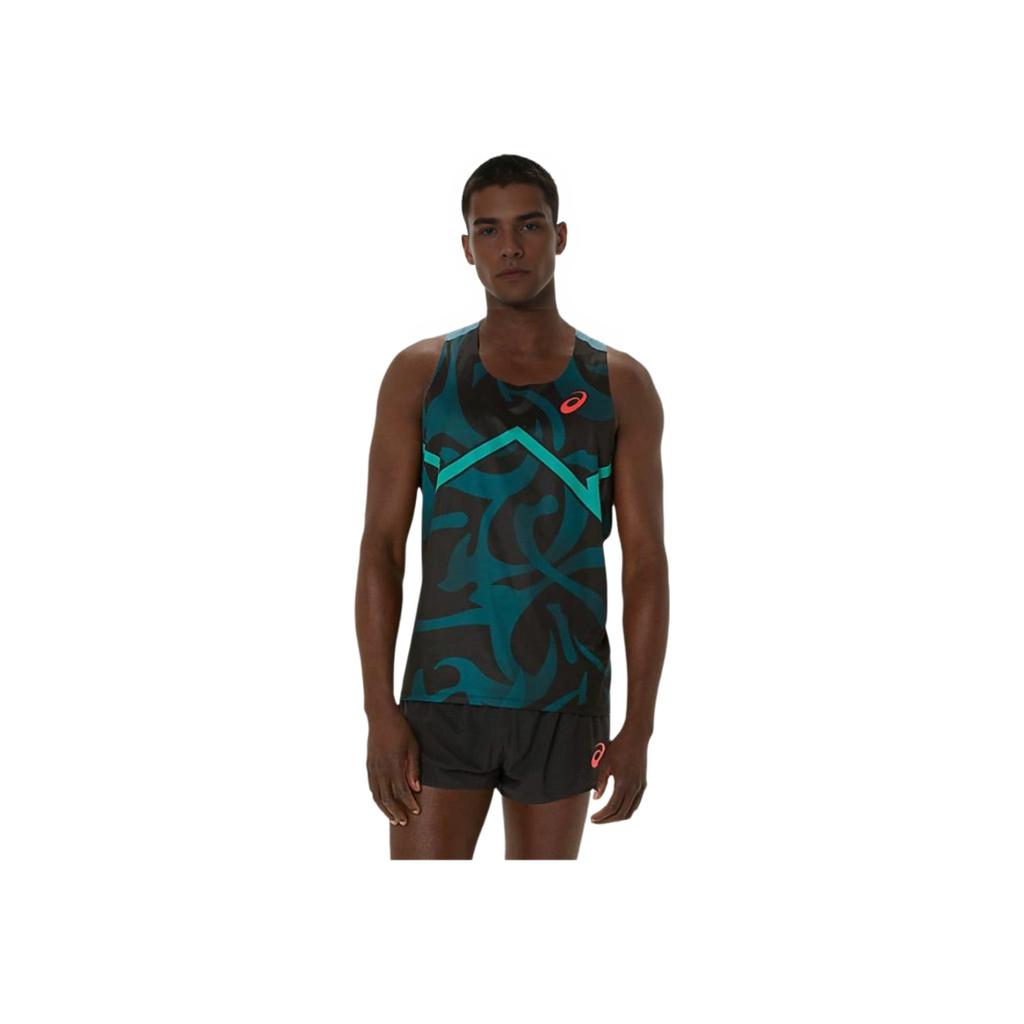 Asics All Over Print Round Neck Tank Top Men Tops Blue 2091A739-412