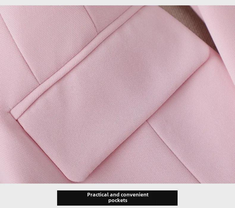 European & American Fashion Slim Suit Jacket with Metal Lion Head Buckle