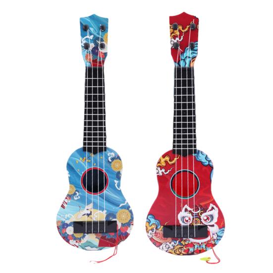 Children Guitar Toy Mini Guitar Kids Toy Ukulele Colorful Cartoon Print Guitar Clear Sound Portable Instrument Children Toddler Plaything Musical