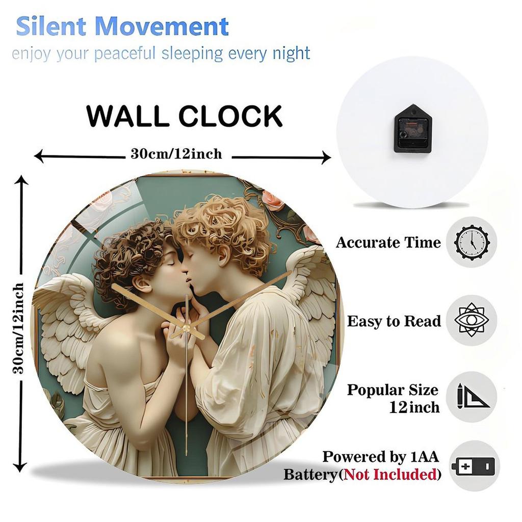 Contemporary Round Glass Wall Clock 30cm Silent Quartz Movement Custom Design for Office Reception