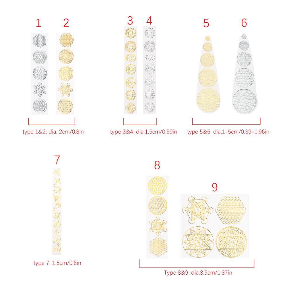 New Metal Energy Decor Sticker Flower Of Life Phone stickers Flower Life Tree Pyramid Epoxy Resin Material Jewelry Decor