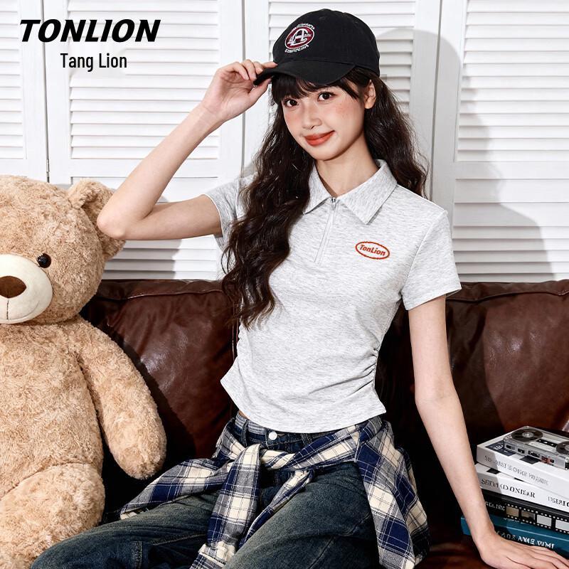Женская футболка TonLion с воротником-поло, плиссировкой и коротким рукавом