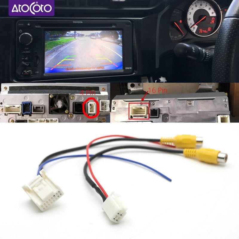 Car 4 16 Pin Male Connector Radio Back Up Reverse Camera RCA Input Plug Cable Connection Adapter For Toyota Camry RAV4 Sienna