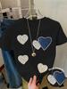 Pearl & Rhinestone Heart Women's Tee - Faux Pearl Heart Graphic, Casual Pink Top