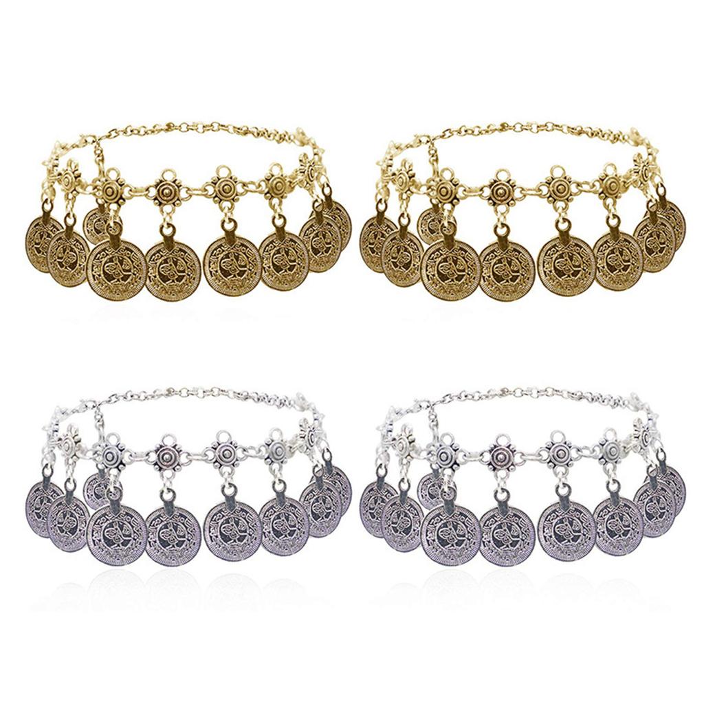 Этническая племенная монета кисточки браслет на лодыжку цепь для женщин цепочка на ногу с регулируемой длиной аксессуары для пляжа и танцев