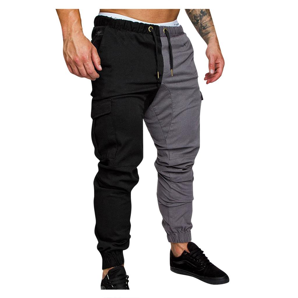 Мужские модные повседневные брюки с эластичной резинкой, свободные хлопковые брюки в стиле пэчворк