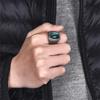 Fashion Men Ring Green Stone Stainless Steel Charm Punk Hiphop Finger Rings Male Charm Jewelry