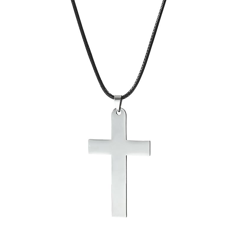 Fashion Stainless Steel Cross Pendant Necklace For Women Men Rope Chain Charm Necklace Cool Boys Girls Punk Hip Hop Jewelry Gift