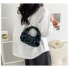 Womens Soft Leather Hobo Bag with Rhinestones and Gold Chain Stylish Handbag for Party and Dating