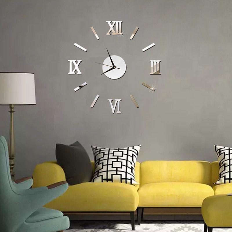 Настенные часы Сделай сам Часы Дом Современное украшение 3d Кристальное зеркало Искусство Наклейка Наклейки