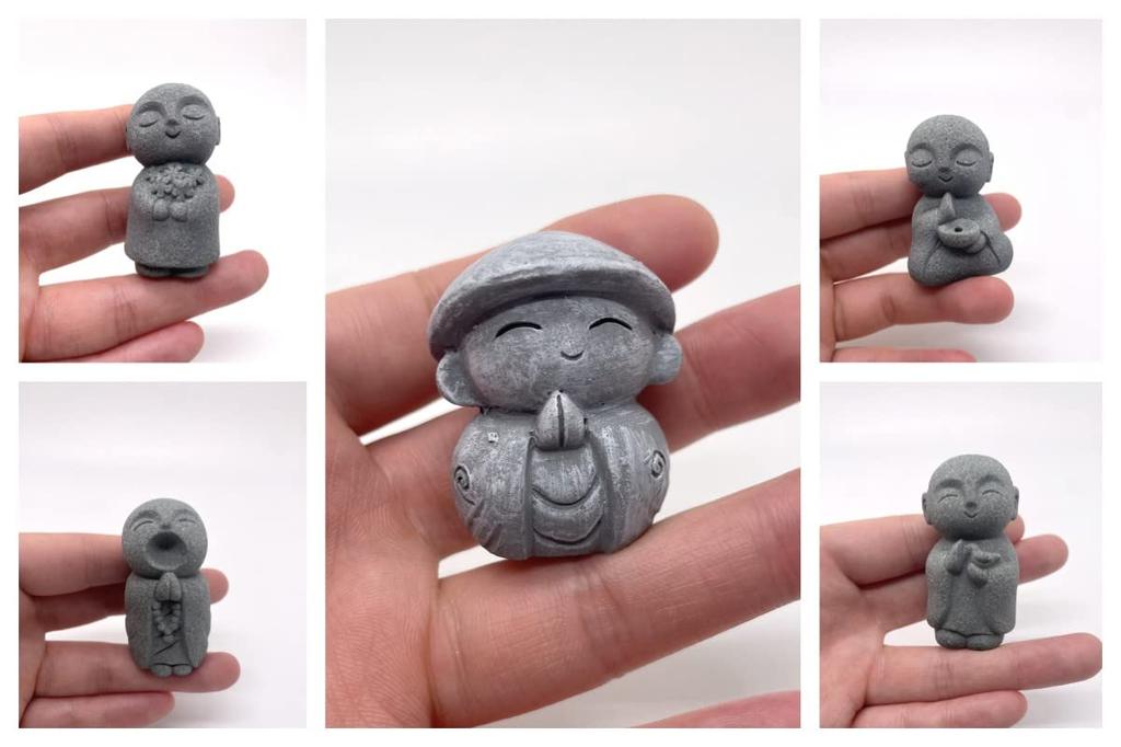 RemeeHi Jizo Statue Set, a Soothing and Cute Small Figurine, a Jizo Guardian Deity, Made of Granite, Perfect for Wishing Happiness and Good Fortune,