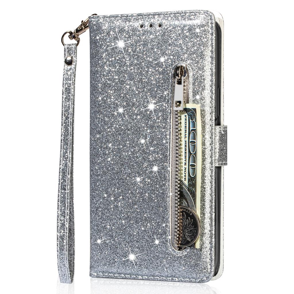 For Xiaomi Redmi Note 13 Pro 5G/Poco X6 5G Case Glitter Zipper Leather Cover with Wallet