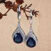 Женские серьги-капли с цирконием, стерлинговое серебро 925 пробы, винтажные серьги-капли с синими драгоценными камнями, юбилейные свадебные украшения