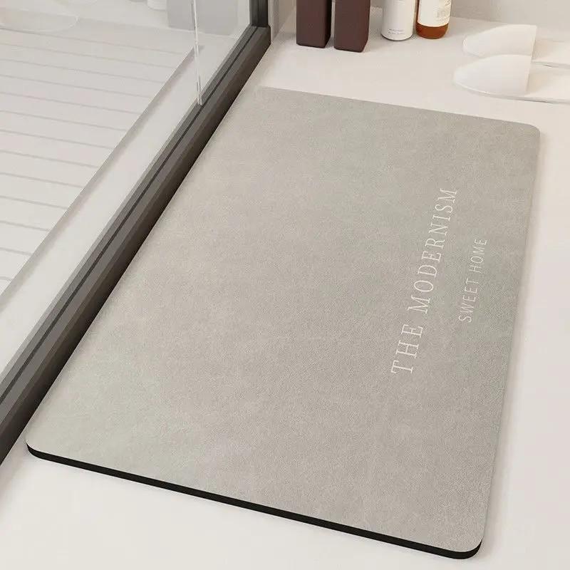 Diatomaceous Earth Bath Mat, Non Slip Absorbent Quick Dry Floor Mat for Bathroom Shower Toilet Decor