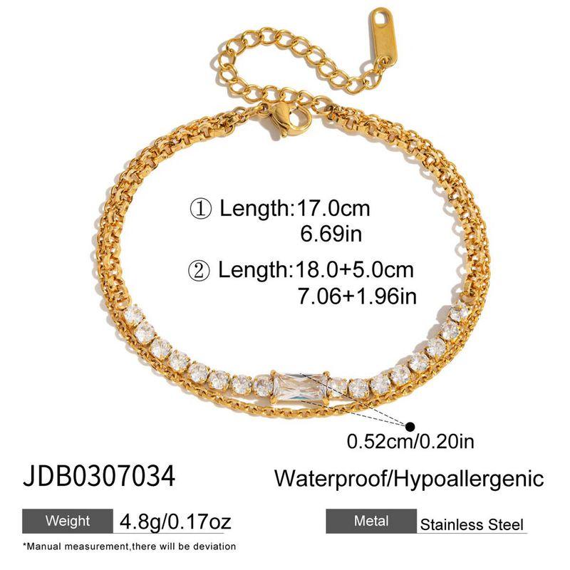 European and American Ins-Style Jewelry Titanium Steel Rhinestone Zircon Gold Simple Stackable Bracelet Plated with 18K Gold That Does Not Fade