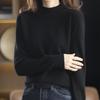 Женский осенне-зимний топ с полувысоким воротом и длинными рукавами, однотонный пуловер, свободный тонкий вязаный свитер