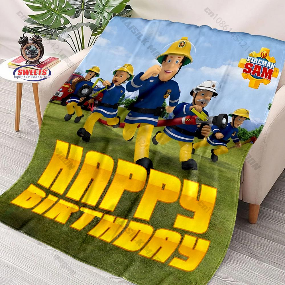 Cartoon Animation Theme Blanket Fireman S-Sam Print Blanket Home Travel Blanket Sofa Bedding Cover Blankets Gift for Boys Girls