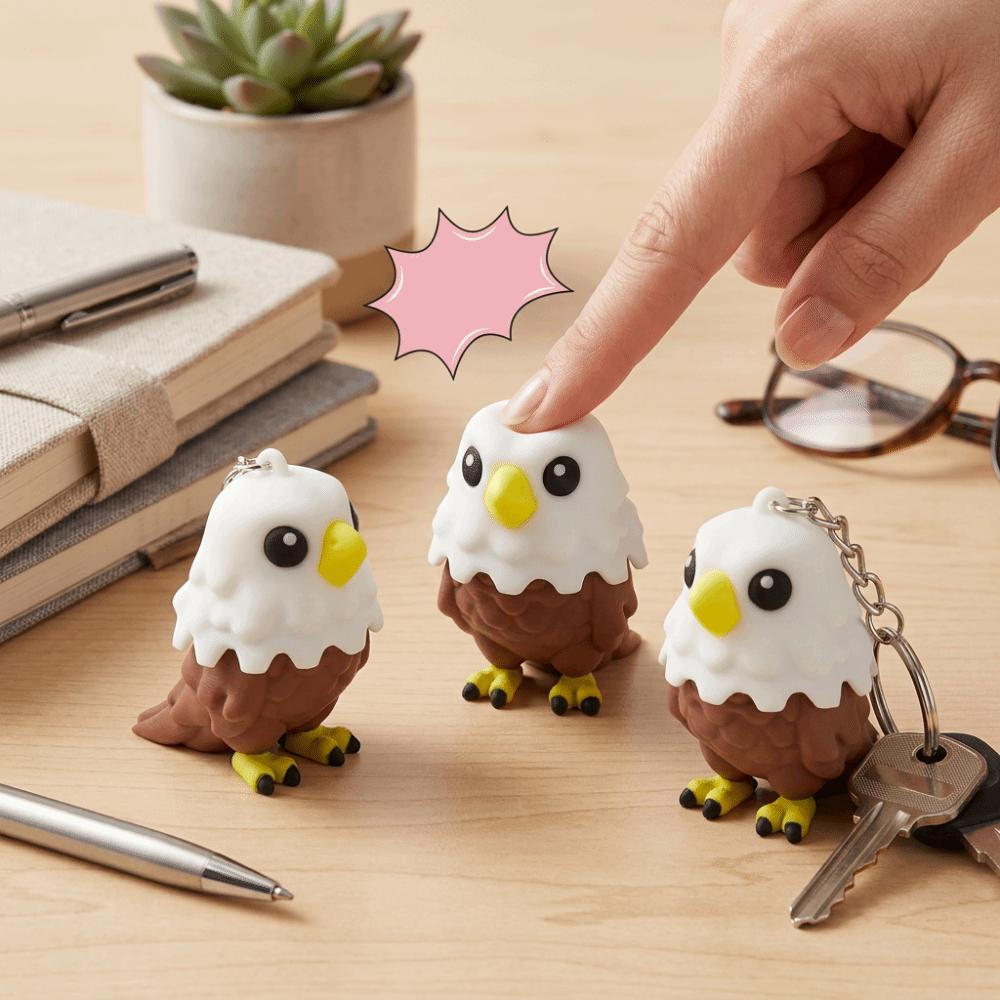 Portable Stress Relief Key Ring 3D Printed Eagle Shape Fidget Toy Cute Eagle Keychain Small Gift