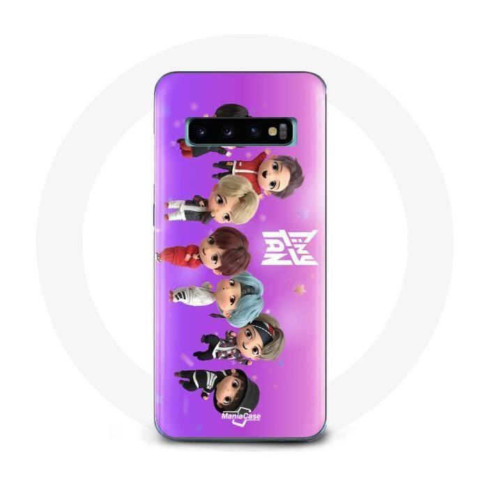 Coque pour Samsung Galaxy S10 BTS TinyTAN Animation Affiche RM Jin Suga J-Hope Jimin Jungkook Et V Mic Drop Danse