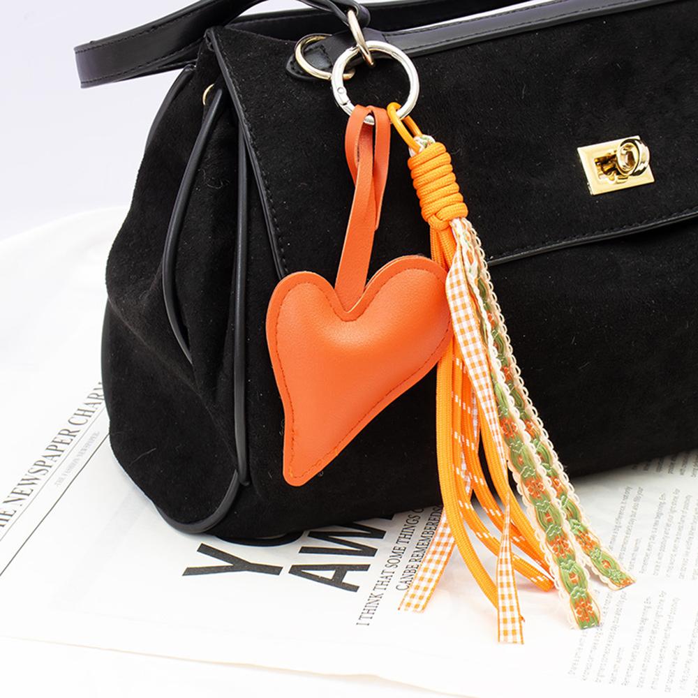Boho Tassel Faux Leather Bag Charm Floral Ribbon Cute Preppy Backpack Pendant Accessories Bag Charm