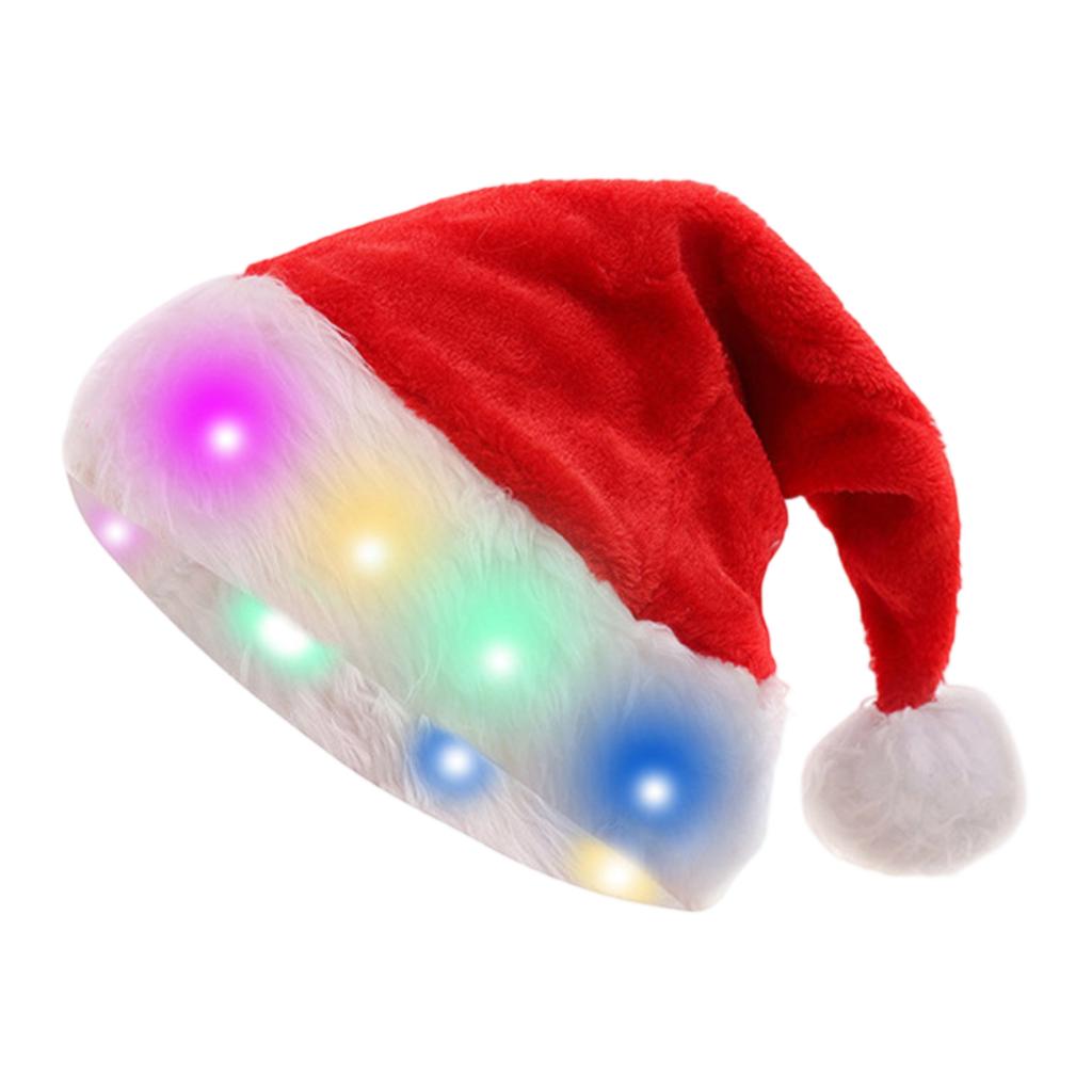 Christmas Decoration Plush Light Up Led Santa Hat Santa Hat Christmas Supplies