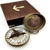 Pocket Sundial Compass, Both Side Handwork On The Sundial Bird with Wooden Box