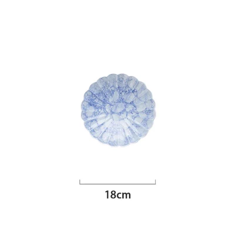 Креативные ретро-синие керамические тарелки, легкие, роскошные, ресторанные, макаронные десертные тарелки, изысканные блюда, изысканная бытовая посуда