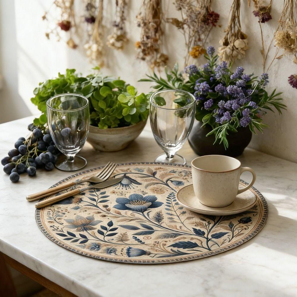 Middle East Style Coffee Cup Mats Embroidery Round Dining Mat Kitchen Supplies
