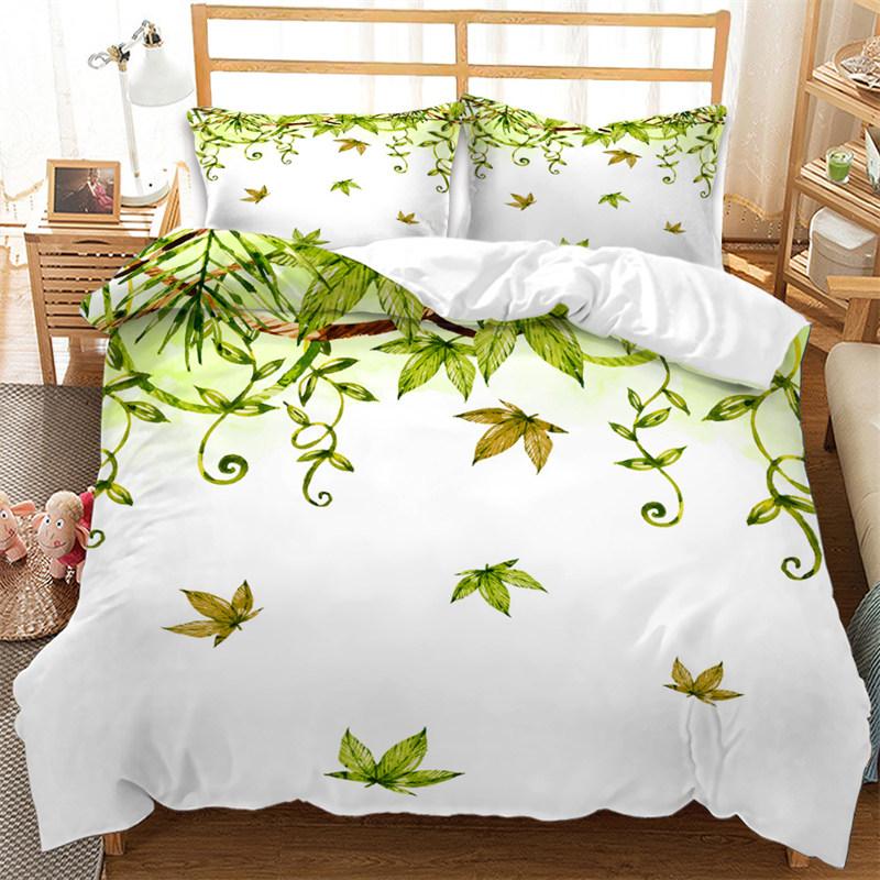 Набор пододеяльников «Одуванчик» Весенне-зеленая ветвь Садовые листья Постельное белье Микрофибра Ботанический Пододеяльник Кинг Декор спальни