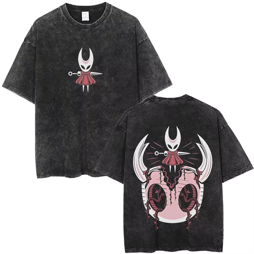 Hollow Knight Tshirt Vintage Washed Y2k Aesthetic Unisex Oversized Short Sleeve Summer Cotton Retro Streetwear Short Tee Tops