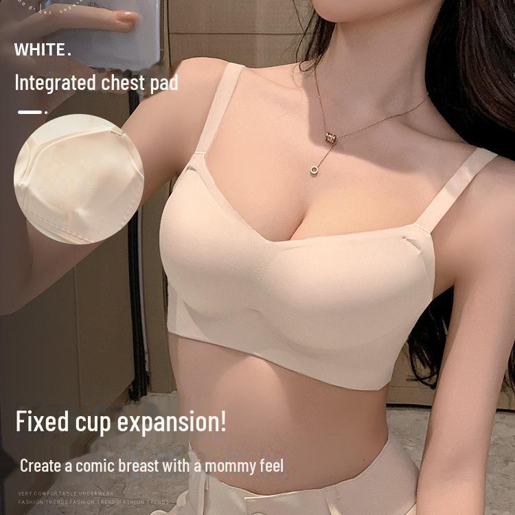Korean Comics Seamless Push-Up Bra for Small Busts - Wireless, Thickened, and Large Fixed Cups