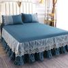 Твердое кружевное вышитое покрывало, защитный чехол для матраса, юбка-кровать из полиэстера, противоскользящая и пыленепроницаемая простыня с воланами по краям