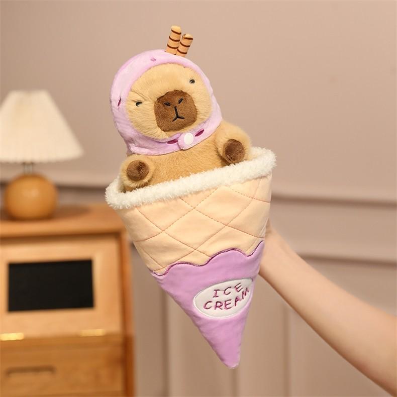 Cream Ice Strawberry Capybara Cute Cartoon Plush Doll Toy Bedroom Decoration