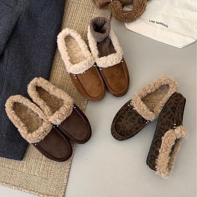 2025 новые женские туфли на толстой подошве с круглым носком, плюшевые, в стиле ретро, для позднего вечера, для работы, на мягкой подошве, теплые, одинарные