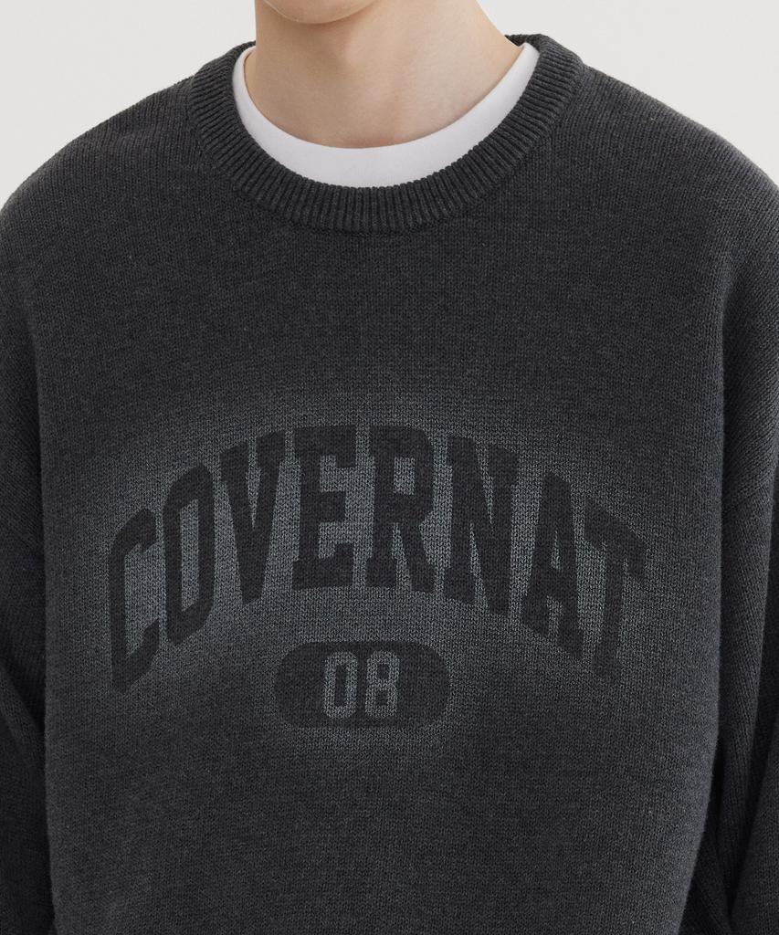 COVERNAT Spray Arch Logo Crew Neck Knit Charcoal