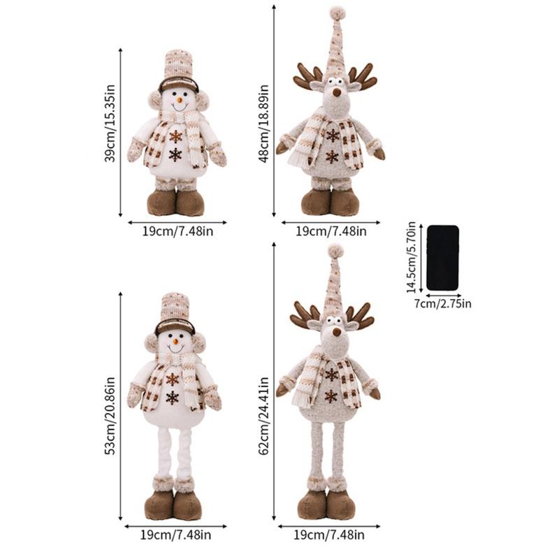 Christmas Retractable Ornament Decoration Telescopic Doll Window Ornaments Retractable Figurine Snowman Reindeer Ornament Decor