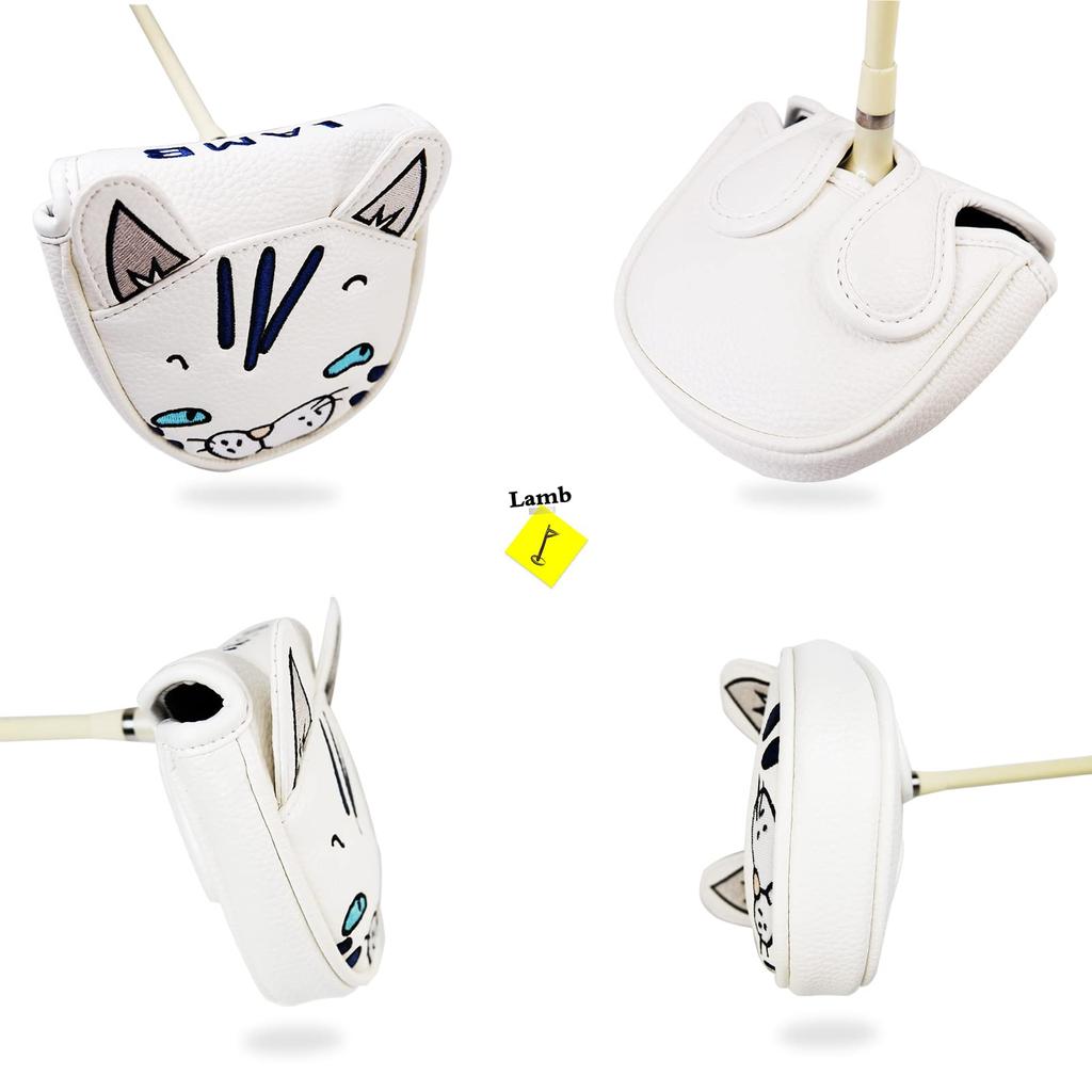 Чехол для клюшки Lamb Golf, чехол для головки молотка, совместимый с центральным валом, магнитное закрытие (Молочно-белый)