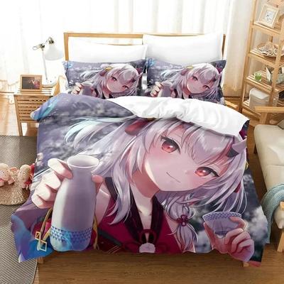 Комплект постельного белья Kawaii Nakiri Ayame, односпальная кровать, двуспальная кровать, двуспальная кровать, комплект постельного белья для взрослых и детей, комплект постельного белья с 3D-принтом и рисунком аниме