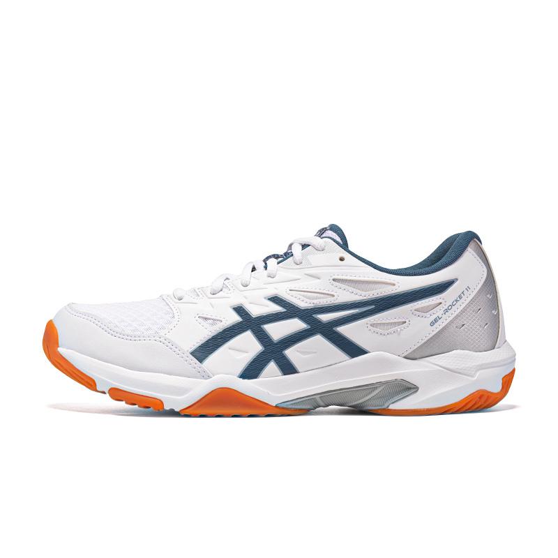 Asics Gel-Rocket 11 Stable Flexible Easy Comfortable Low-Top Badminton Shoes Unisex Sneaker White Blue 1073A076-100