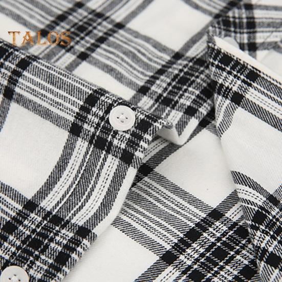 Мужская рубашка с длинным рукавом, клетчатый топ с лацканами, свободный крой, повседневное фланелевое пальто для весны, осени, офиса, вечеринки, отпуска, дома, свидания