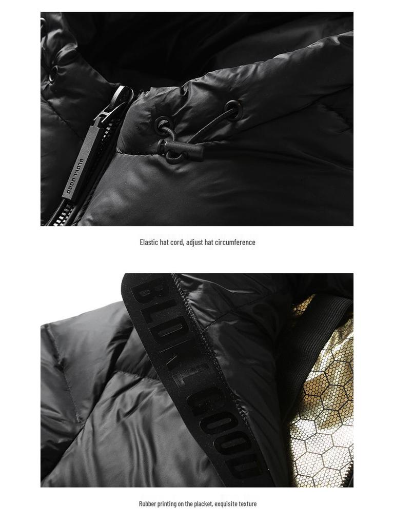 Модная мужская пуховая куртка с капюшоном 2024: Спортивный повседневный, Съемный, Утиный пух, Зимняя одежда