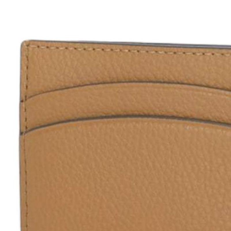 Tory Burch Robinson Classic Практичный Золотой Логотип Бирка Кожа с Текстурой Личи Держатель для Карт Женские Аксессуары Коричневый 155959-202
