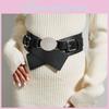 Wide Faux Leather Belt For Women With Square Buckle Handmade Beaded Decor For Autumn Winter Fashion